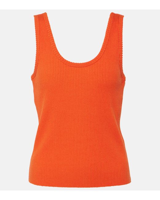 Vince Orange Ribbed-knit Cotton-blend Tank Top
