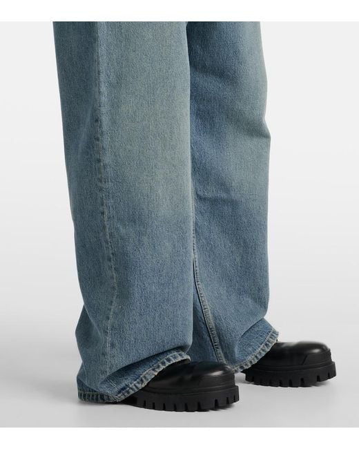 Balenciaga Blue Faded Mid-Rise Wide-Leg Jeans