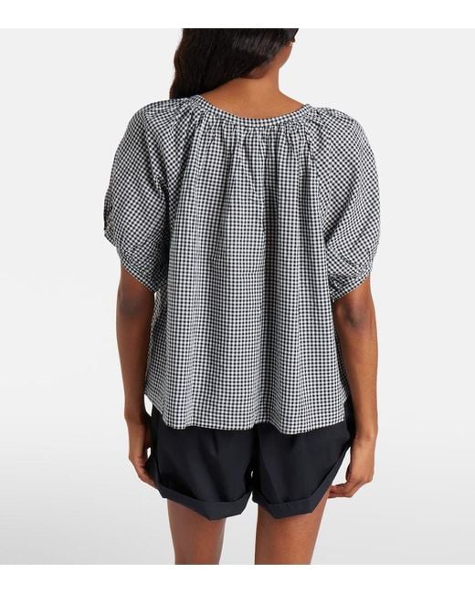 Doen Gray June Gingham Cotton-Blend Top