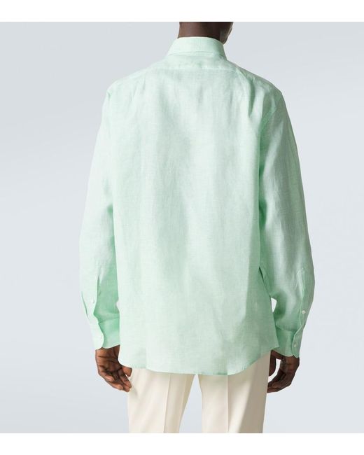 Ralph Lauren Green Checked Linen Shirt for men