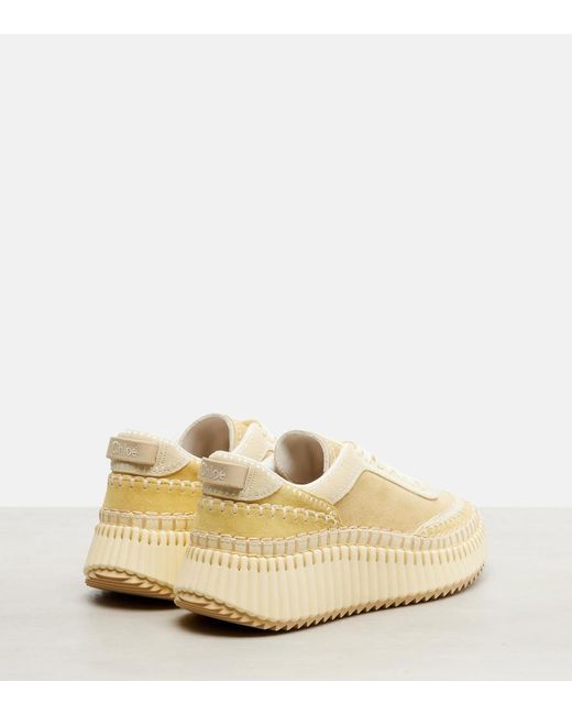 Chloé Natural Nama Suede Platform Sneakers