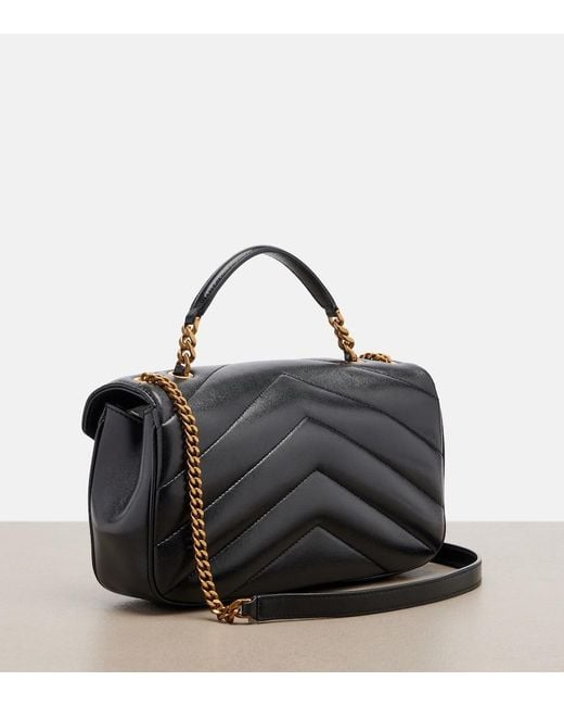 Saint Laurent Black Loulou Matelasse Leather Top-Handle Bag