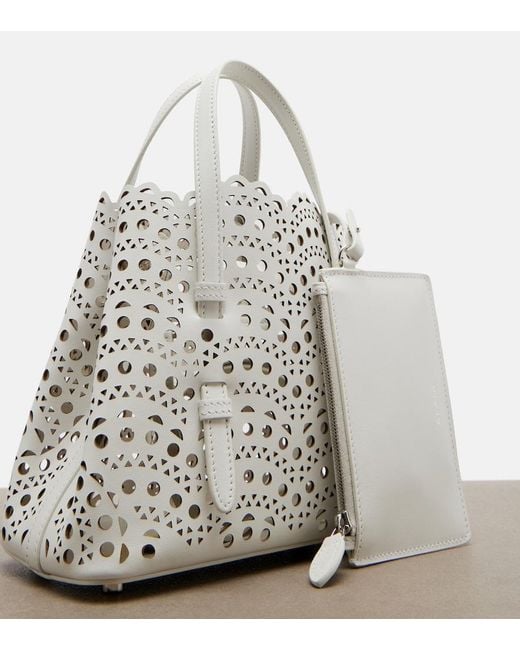 Alaïa White Mina 20 Vienne Leather Top-Handle Bag