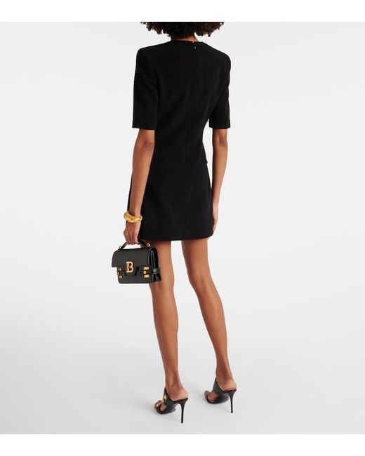 Balmain Black Elegant Mini Dress With Decorative Buttons