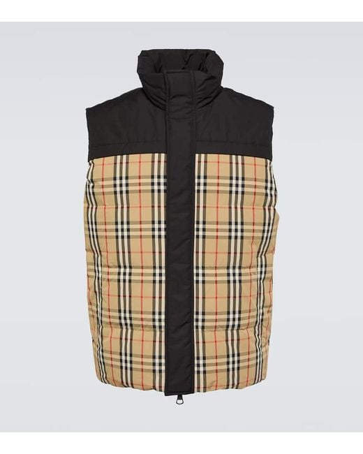 Veste Doudoune Sans Manches Check Burberry pour homme en coloris Brown