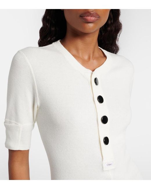 Chloé White Cotton Jersey Shirt Dress
