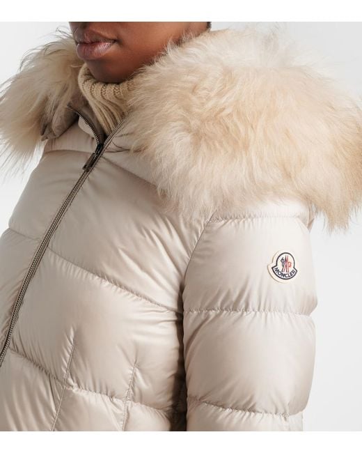 Moncler Natural Boed Shearling-Trimmed Down Jacket