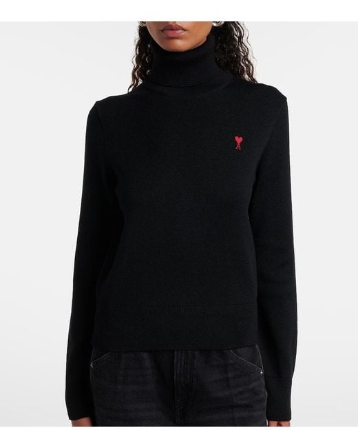 AMI Black Ami De Cour Wool Turtleneck Sweater