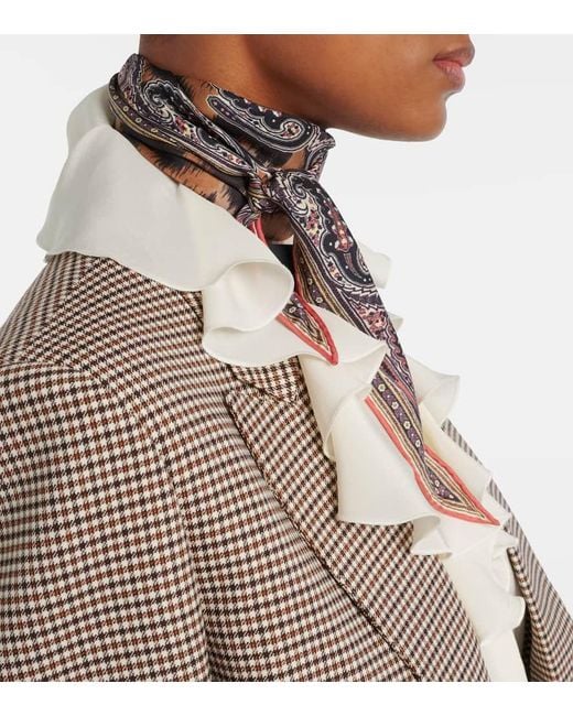 Etro Brown Rombetto Leopard-Print Silk Scarf