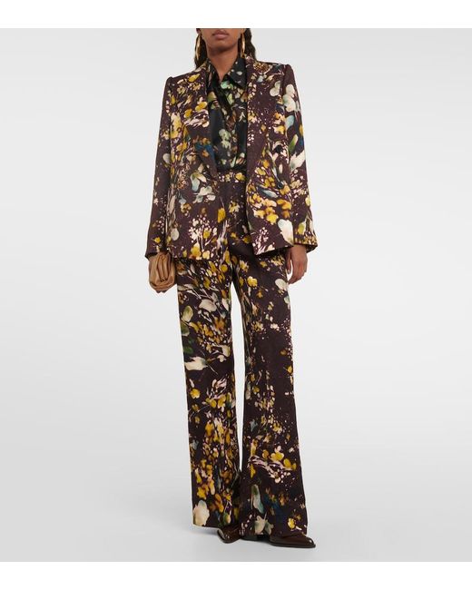 Dries Van Noten Black Floral Double-Breasted Blazer