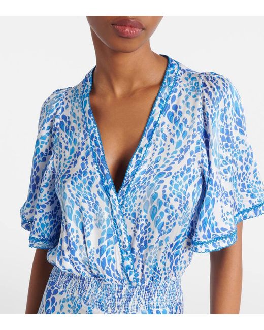 Poupette Blue Mabelle Printed Maxi Dress