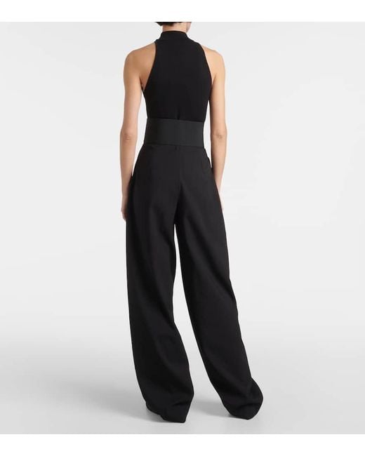 Alaïa Black High-Rise Wool Wide-Leg Pants