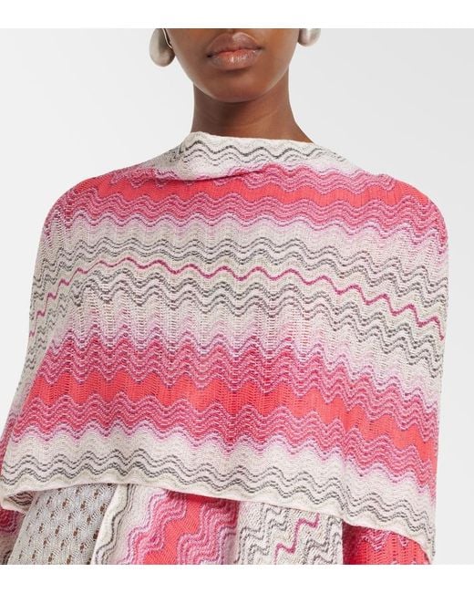 Missoni Pink Lame Fringed Poncho