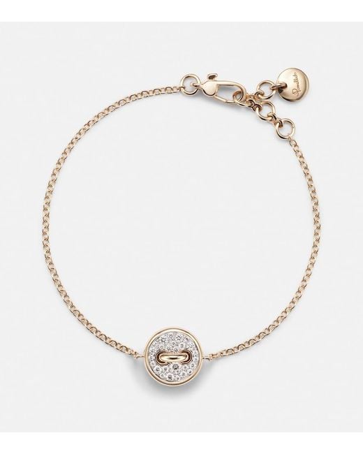 Pomellato Metallic Pom Pom Dot 18Kt Rose Chain Bracelet With Diamonds And Mother Of Pearl
