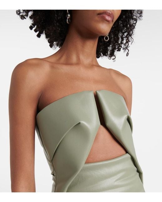 Rick Owens Green Prong Cut-Out Coated Denim Gown