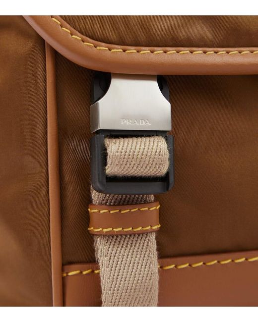 Prada Brown Re-Nylon Leather-Trimmed Shoulder Bag for men
