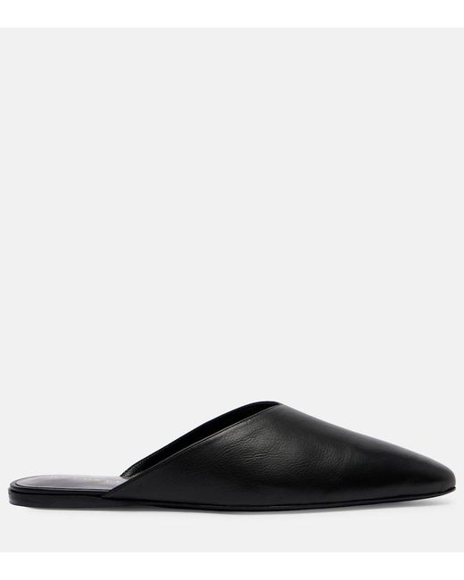 Herbert Levine Black Homebody Leather Mules