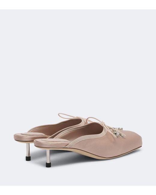 Simone Rocha Pink Embellished Satin Mules