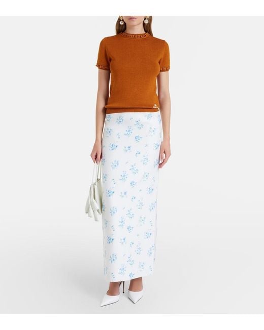 ShuShu/Tong Orange Lace-Trimmed Linen Top