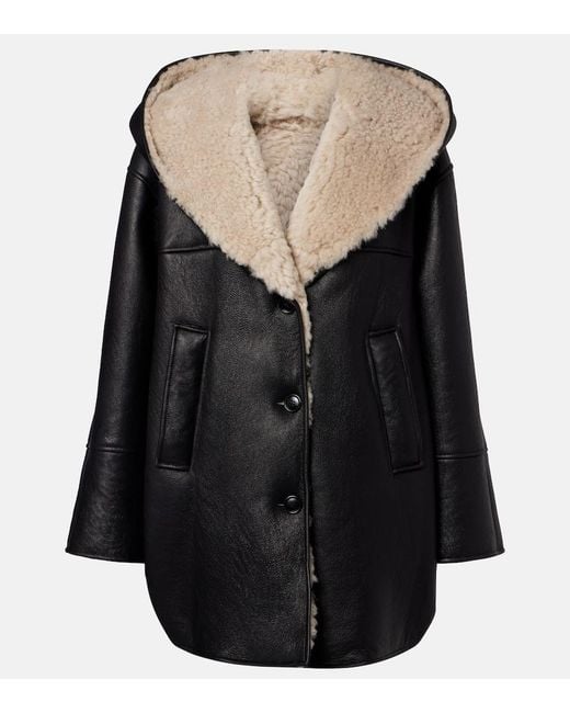 Alaïa Black Shearling-Lined Leather Coat
