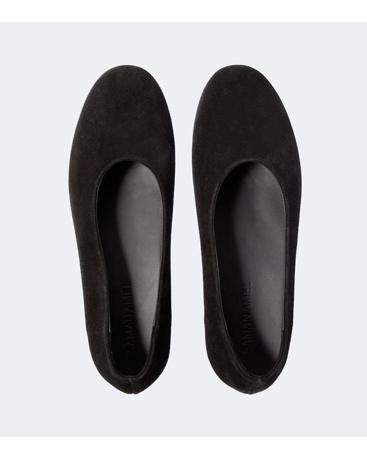 Saman Amel Black City Suede Slip-On Shoes for men