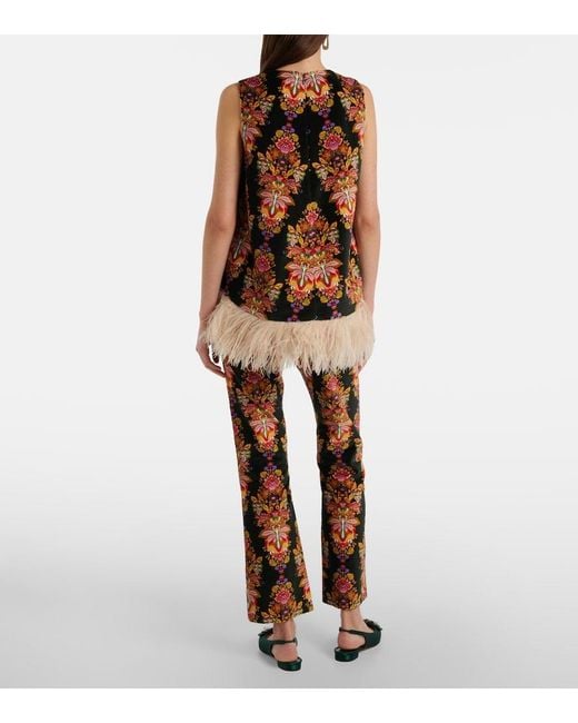 LaDoubleJ Orange 24/7 Printed Cropped Cotton Flared Pants