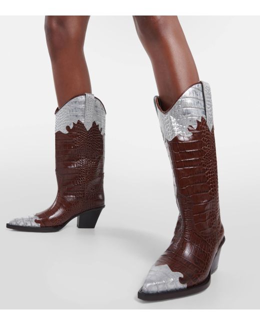 Paris Texas Brown Leather Cowboy Boots