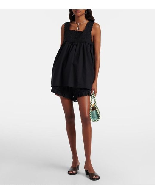 Posse Black Ezra Broderie Anglaise Cotton Shorts