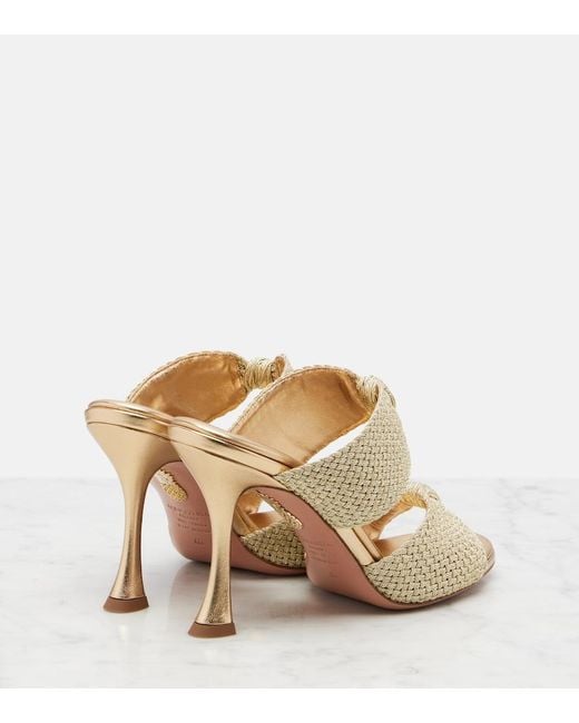 Aquazzura Natural Smile Raffia-Effect Mules