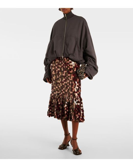 Dries Van Noten Multicolor Sequined Midi Skirt