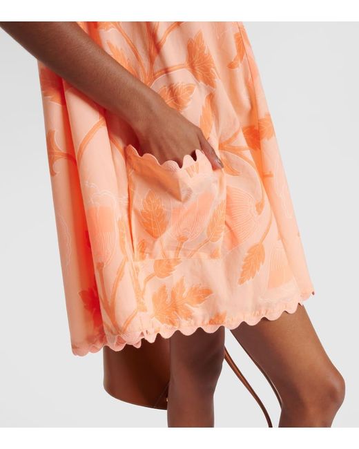 Vestido corto floral festoneado Juliet Dunn de color Orange