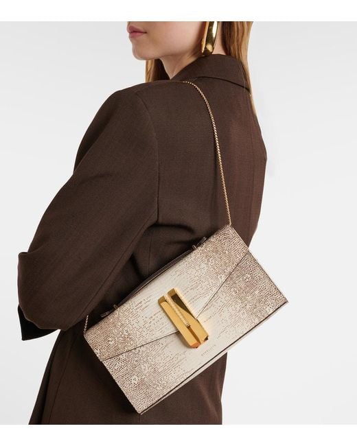 DeMellier London Brown Vancouver Snake-Effect Leather Clutch