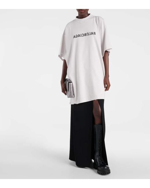 T-shirt in cotone con logo di Balenciaga in White