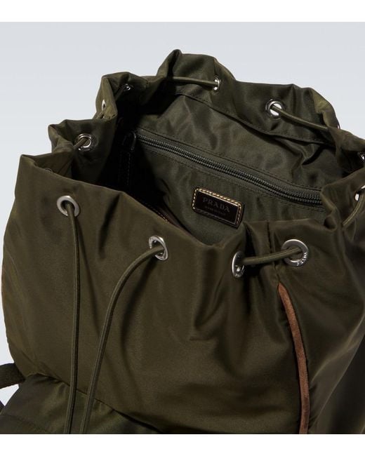 Prada Green Re-Nylon Suede-Trimmed Backpack for men