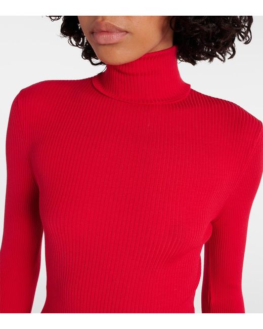 Wolford Red Ribbed-Knit Turtleneck
