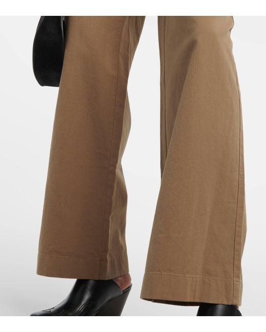 Vince Green High-rise Cotton Twill Wide-leg Pants