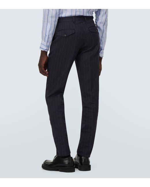Dries Van Noten Blue Pinstripe Cotton-Blend Suit for men