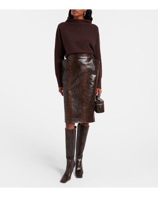Stella McCartney Black Eve Snake-Effect Knee-High Boots