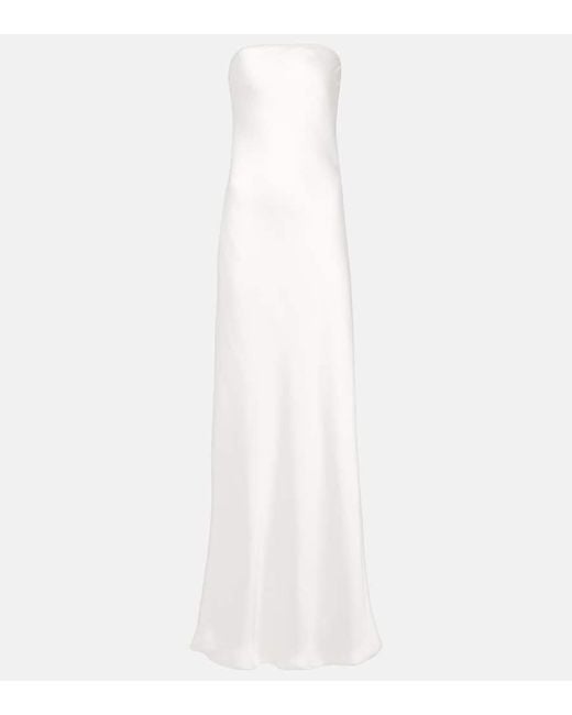 Norma Kamali Crepe Satin Gown in White | Lyst
