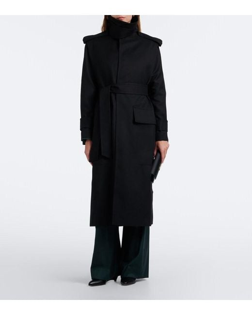 Victoria Beckham Black Philippa Virgin Wool Twill Trench Coat