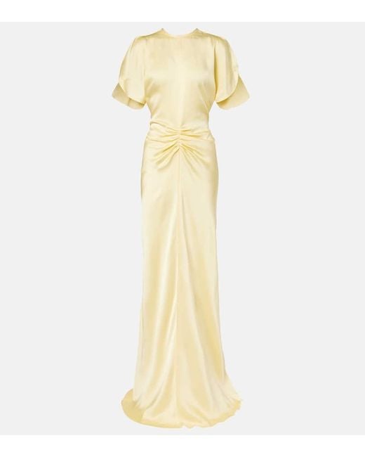 Victoria Beckham Yellow Robe Aus Satin