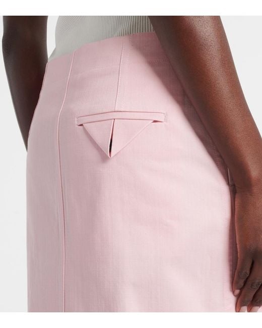 Bottega Veneta Pink Cotton Twill Midi Skirt