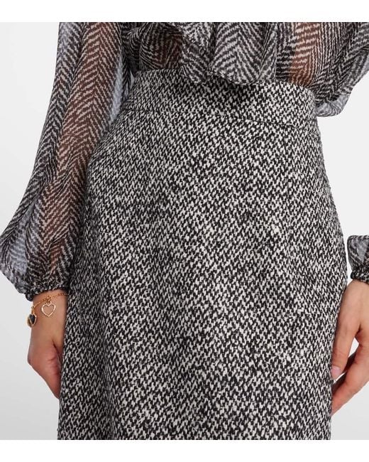 Jupe Crayon A Taille Haute Dolce & Gabbana en coloris Gray