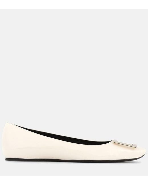 Roger Vivier White Patent Trompette Ballet Flats