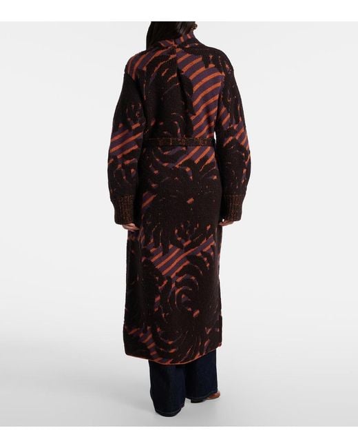 Dries Van Noten Red Wool And Alpaca-Blend Jacquard Wrap Coat