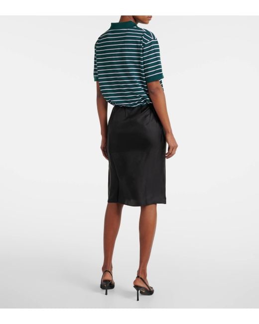 Prada Green Striped Cropped Cotton Polo Shirt