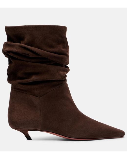 AMINA MUADDI Brown Ankle Boots Jamie 25 Aus Veloursleder