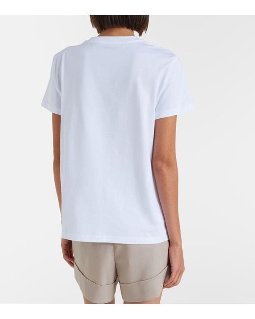 Max Mara White Monogram Cotton Jersey T-Shirt