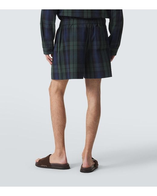 J.W. Anderson Blue Checked Cotton Seersucker Shorts for men
