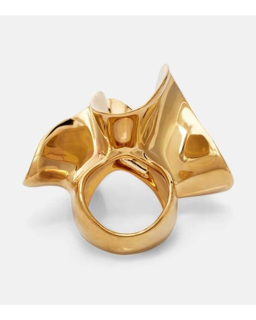 Anillo Anemone De Plata De Ley Banada En Oro Bottega Veneta de color Metallic